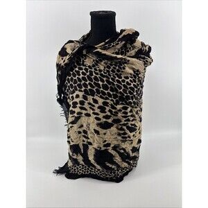 Express Animal Print Scarf/wrap Rectangle Fray Edge 36X72 in